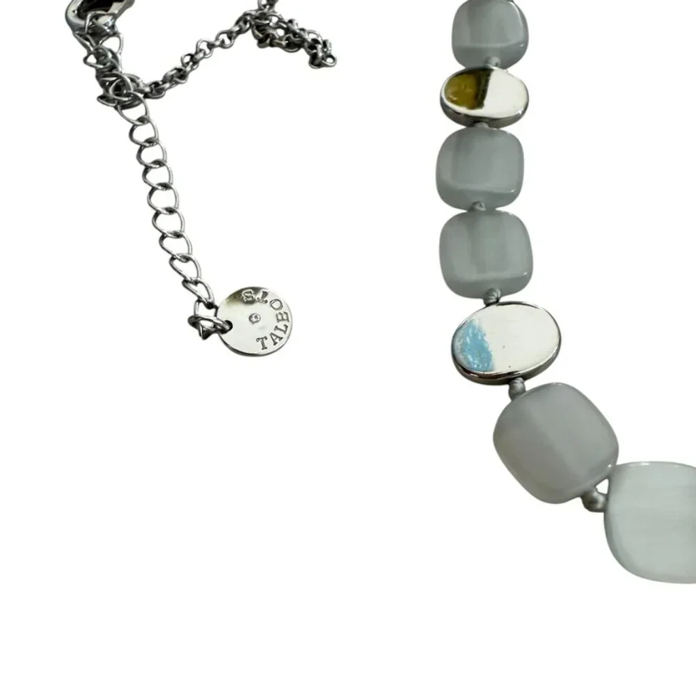 Talbot's silver tone chain necklace with grey satin glass beads